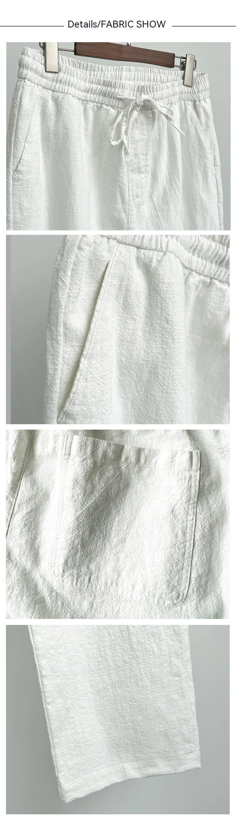 UI Men's Casual Pants White Baggy Straight Trousers