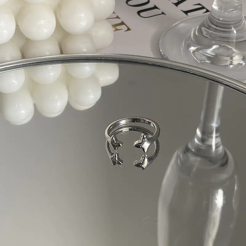 " UI "Exquisite Zircon Cross Asterism Ring for Women