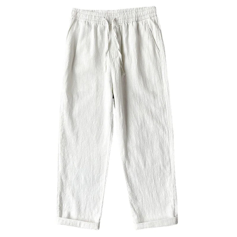 UI Men's Casual Pants White Baggy Straight Trousers
