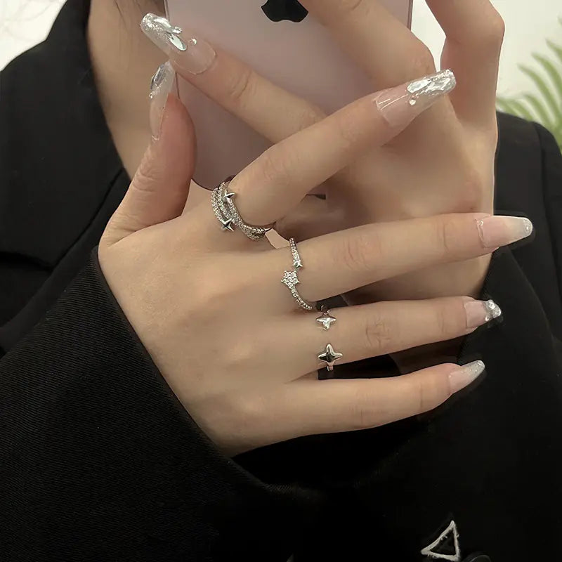 " UI "Exquisite Zircon Cross Asterism Ring for Women